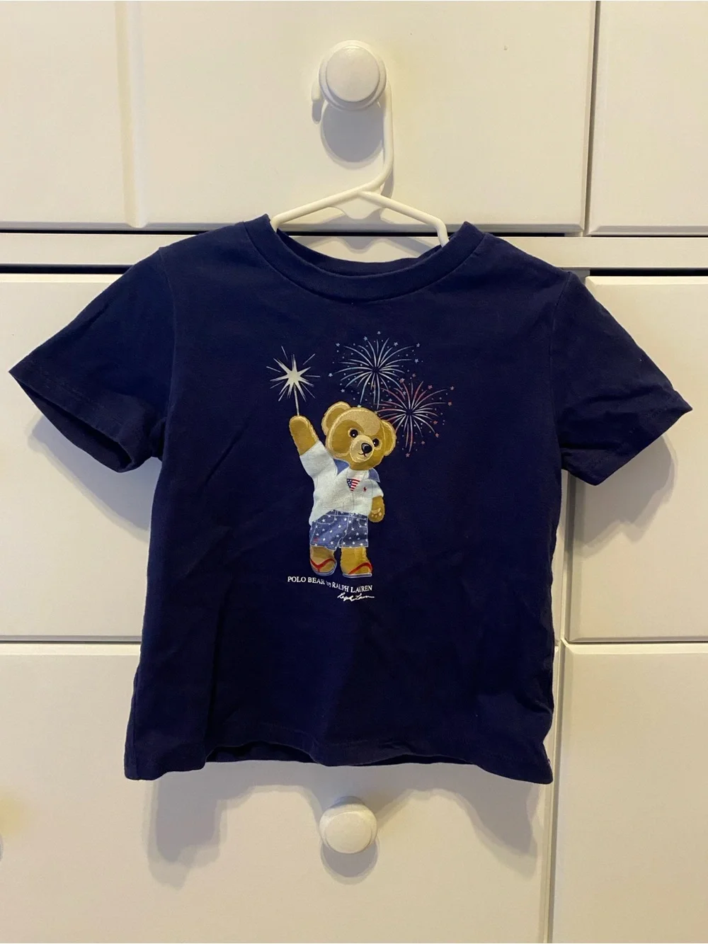 Ralph Lauren Navy Short-Sleeve Polo Bear Tee / Size 24m / GUC